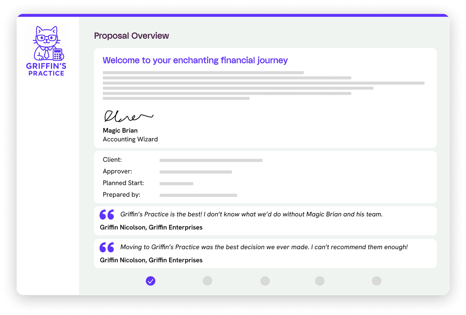 A branded, interactive client-facing proposal in Socket
