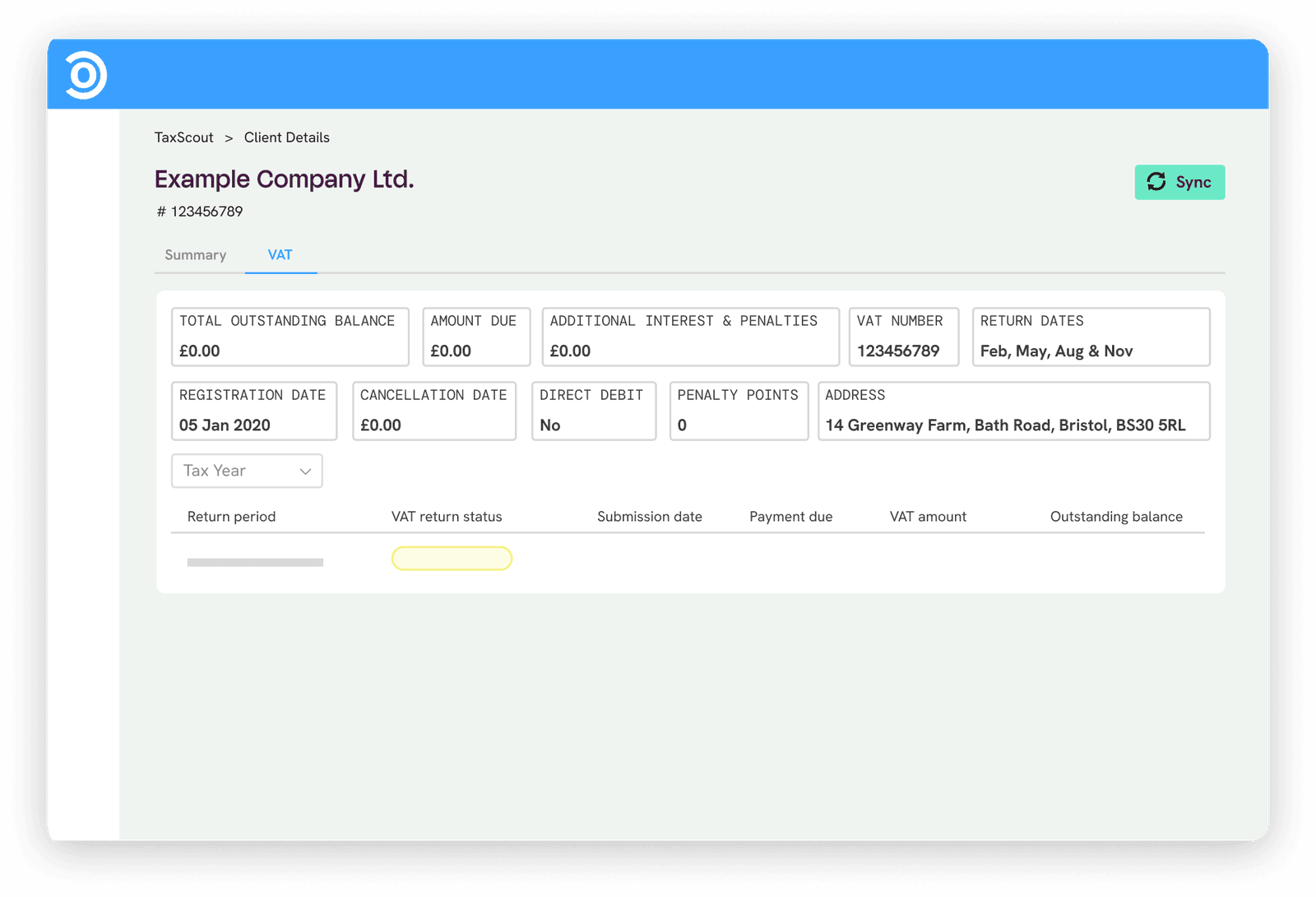 A per-client view showing the client's full tax picture from HMRC